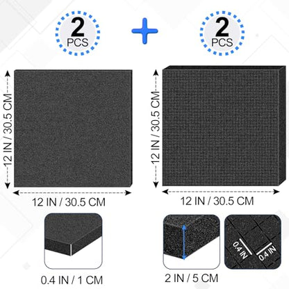 4 Pcs Pick and Pluck Foam Sheets 2 Size Polyurethane Pick Apart Foam Inserts Pads with Bottom Use for Camera, Interlocking Case, Tool Box, Storage Drawer (2P 12" x 12" x 0.4", 2P 12" x 12" x 2") - size: 2 Sizes - 4 Pcs -12 Inches Length