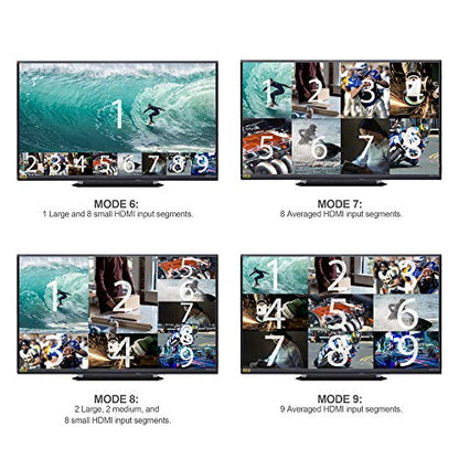 9-Channel HDMI Multi-Viewer/Screen Divider/Switch | 1080p / 4K@30Hz | 11 Viewing Modes - size: 9-Channel