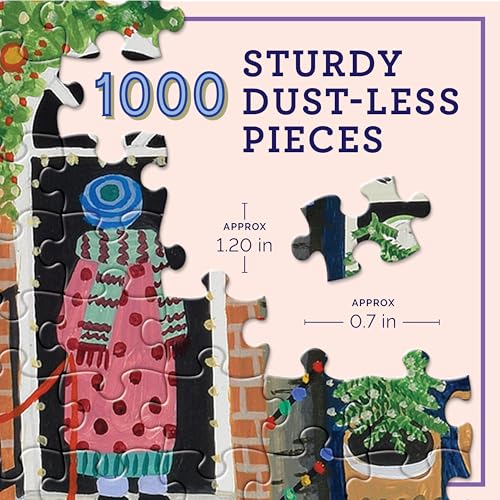 eeBoo Christmas in The Square 1000 Piece Square Jigsaw Puzzle, 23" x 23" | Double coated, sturdy & dust free pieces with a satisfying snap. Includes full color reference insert. Vibrant, original art - style: Christmas in the Square