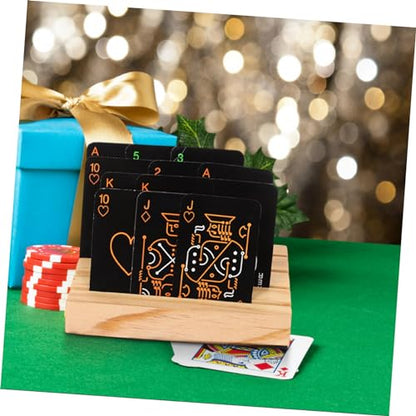 Kisangel Stylish Wooden Playing Card Holder for Easy Viewing Game Card Rack Poker Storage Compact Design