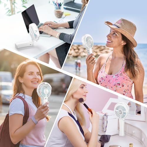 HandFan Upgraded Portable Misting Fan, Handheld Spray Water Mister Fan, USB Rechargeable Personal Mist Fans, Mini Cooling Hand Fans for Summer Beach Travel Concerts, Gifts for Women(White) - color: White, style: HF318C