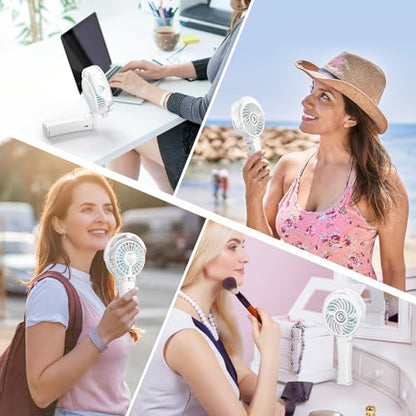 HandFan Upgraded Portable Misting Fan, Handheld Spray Water Mister Fan, USB Rechargeable Personal Mist Fans, Mini Cooling Hand Fans for Summer Beach Travel Concerts, Gifts for Women(White) - color: White, style: HF318C