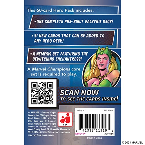 Marvel Champions The Card Game Valkyrie HERO PACK - Superhero Strategy Game, Cooperative Game for Kids and Adults, Ages 14+, 1-4 Players, 45-90 Minute Playtime, Made by Fantasy Flight Games