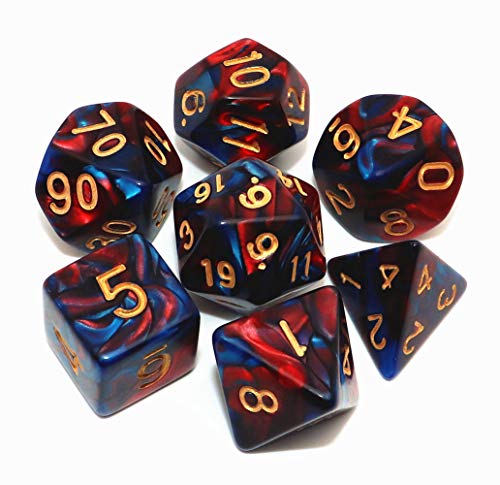DND Dice Red Blue Polyhedral Dice Set for Dungeon and Dragons MTG RPG D&D D20 D12 D10 D8 D6 D4 - color: Red & Blue Dice