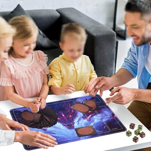 for MTG Card Playmat with Zones-Includes A Storage Bag and 6 Dice, 24 x 14 inches for TCG Playmat with Non-Slip Rubber, Game Mat, Dragon - color: Yux-playmats-2-2A-281