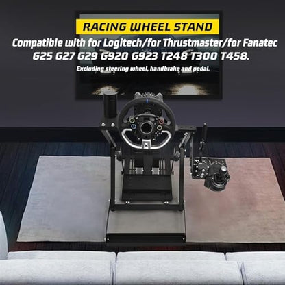 Gazzyt X-frame Racing Wheel Stand New Upgrade Fit for Logitech/Thrustmaster/Fanatec G25,G27,G29,G920,G923&T128X,T248,T300,T458 Race Car Seat Adjustable Steering Wheel Frame without Pedal Shifter