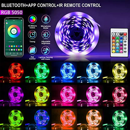 CHARKEE LED Lights 100ft USB-Powered, Music Sync RGB LED Strip Lights for Bedroom/TV Backlight/Gaming Lighting, Color Changing Bluetooth Led Lights IR Remote&App Control - size: 100ft USB-Powered
