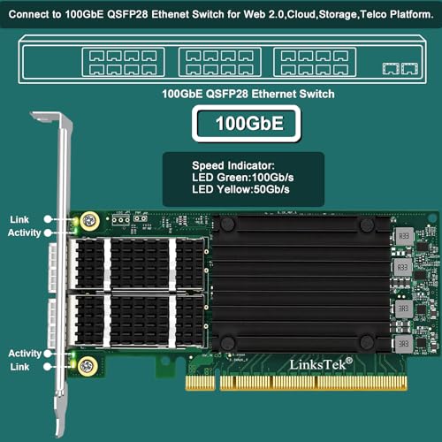 CX516A Dual 100Gb/s QSFP28 Ports Intelligent RDMA Ethernet Adapter for Web 2.0, Cloud and Storage Servers, Mellanox ConnectX-5 EX MT28808A0 Ethernet Controller, 2X 100GbE PCIE Gen 4.0 x16 NIC Card