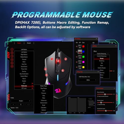 Redragon S101-3 PRO Gaming Keyboard and Mouse, RGB Backlit Programmable Keyboard Mouse with Software, Independent Macro Record Keys, Value Combo Set, New Update Version - color: Black
