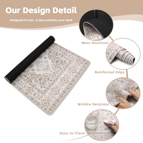 Baziabbo Desk Mat,XXL Extended Large Mouse Pad,Gaming Mousepad with Stitched Edge,Non-Slip Rubber Base Keyboard Desk Pad for Home Office Study Game - color: Retro
