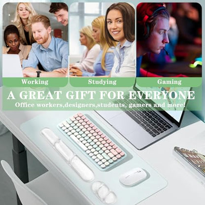 Keyboard and Mouse Wrist Rest, Silicone Gel Ergonomic Mouse Pad with Wrist Rest Set, Gaming Mousepad Arm Cushion Support for Computer Office Desk Accessories (Clear Gel White Set - 2) - color: Clear Gel White Set - 2