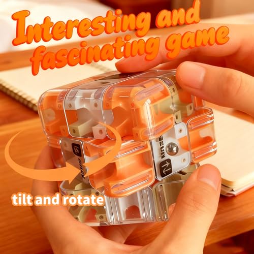 Challenging 3D Labyrinth Maze Cube, Brain-Testing Puzzle Game for Kids 8+, Educational Logic Toy for Home or Travel Easter Basket Stuffers Easter Egg Fillers