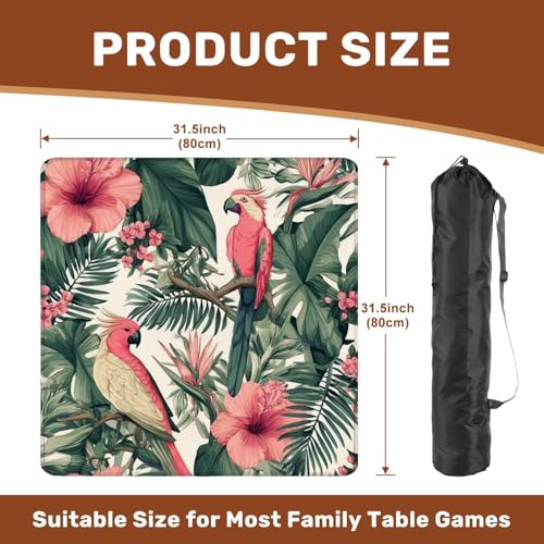 Mahjong Mat 31.5" x 31.5" Tropical Leaves Flowers Frangipani Birds Paradise Parrot Abstract Non-Slip Noise Reduction Mahjong Tiles Table Cover for Dominoes Poker Card Board and Tile Games - color: Color8