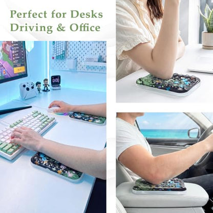 Ospelelf Desk Elbow Rest Pad, Gel Arm Rest for Keyboard and Mouse, Bushes | Ergonomic Wrist Support for Computer Typing Pain Relief, Cool-touch, Heat Resistant, Office Home Driving Gaming Use - style: Bushes