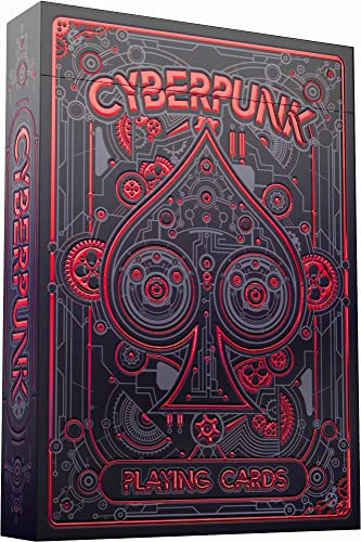 Cyberpunk Red Playing Cards, Cardistry Decks, White Deck of Playing Cards for Kids & Adults, Cool Playing Cards with Card Game e-Book, Unique Playing Cards for Poker, Cyberpunk Cards - color: Red