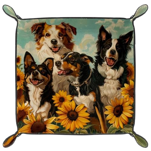 Sunflower Dogs Dice Tray Dice Rolling Tray Folding Dice Holder for Dice Games, Like RPG, DND and Other Table Games - color: Multi 5