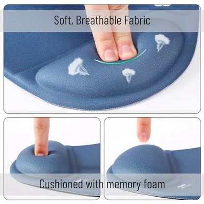 Mr. Pen- Ergonomic Mouse Pad with Wrist Rest | Breathable Fabric with Memory Foam Cushion, Non-Slip Rubber Base, Gel Mouse Pad with Wrist Support - color: Navy Blue