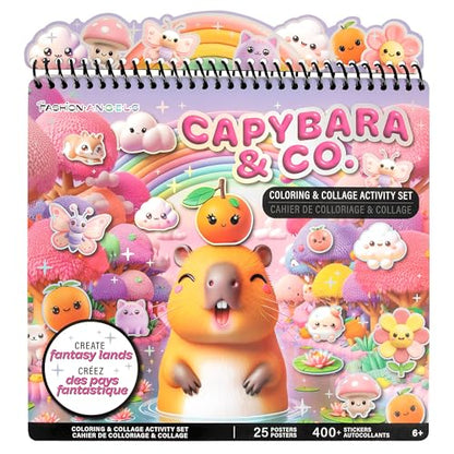 Fashion Angels Capybara & Co. Collage Activity Set | Includes 8 Sticker Sheets, 10 Sticker-by-Number Posters & 15 Drawing Pages, For Kids Ages 6+ - style: Capybara & Co