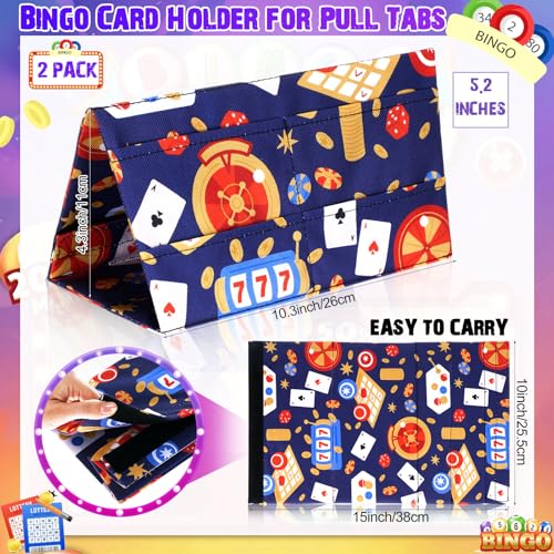 Eersida 2 Pack Bingo Card Holder for Pull Tabs Playing Card Holder Bingo Accessories Canasta Poker Bridge Family Game Night Supplies for Adults (Cute Style) - style: Cute Style