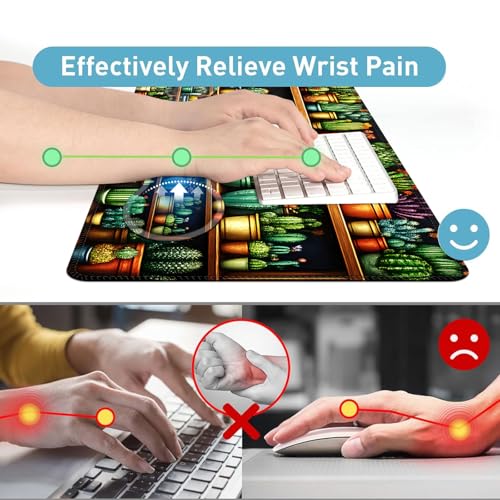 Large Mouse Pad and Keyboard Wrist Rest, Desk Pad for Keyboard and Mouse, 4-in-1 Large Gaming Mouse Pad with Wrist Support, Desk Mat for Home Office Study Game,Cactus and Succulents - color: Cactus and Succulents