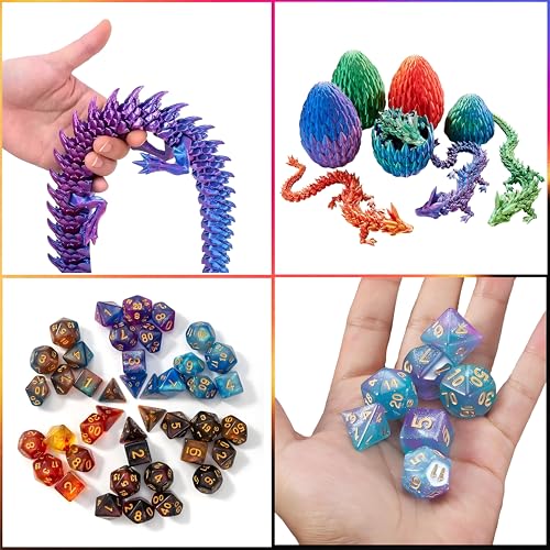 DND Dice Set, 7pcs Polyhedral Dice with 3D Dragon Egg Shell, Portable Dungeons and Dragons Dice with Organizer Bag for RPG/MTG (Green) - color: Green