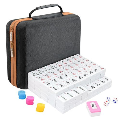 Bucher&Rossini American Mahjong Set, 166 Mahjong Tiles with Travel Case, Mahjong Game Set with Mah Jong Accessories, White Mahjong Tile