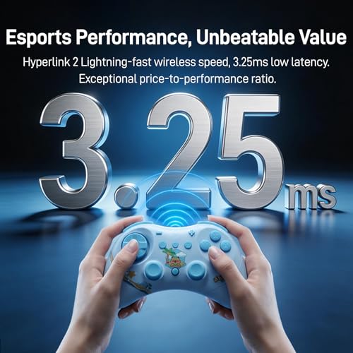 GuliKit Elves 2 Bluetooth Game Controller for Switch 1/2,PC & Android | Anti-Drift Hall Effect Joysticks Gamepad,1000Hz Polling Rate,Switch Wake-up,Gyro & Turbo, Compact【Starsand Island Edition】 - color: Elves 2-Blue