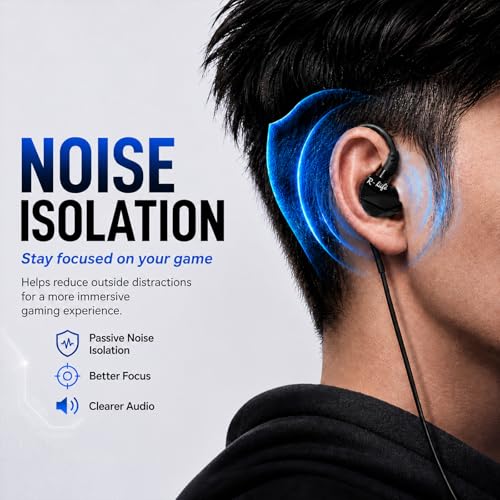 GameBuds Pro in-Ear Gaming Headset with Detachable Microphone, Wired Earphone 3.5 MM E-Sport Earphone Noise Cancelling, Gamings Earphones Wired for Mobile Gaming (Black)