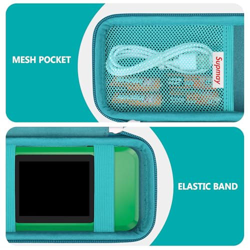 Supmay Hard Travel Case for My Arcade Galaga Pocket Player Handheld Game Console, Portable Video Game System Handheld Game Protection Case with Mesh Pocket for Batteries and USB-C Cable, Green+Green - color: Green+Green