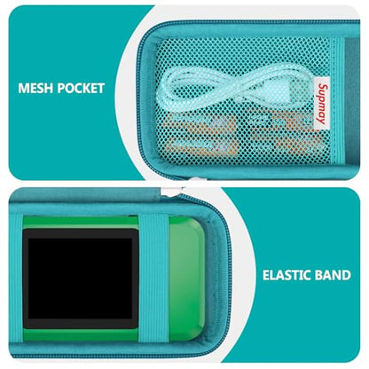 Supmay Hard Travel Case for My Arcade Galaga Pocket Player Handheld Game Console, Portable Video Game System Handheld Game Protection Case with Mesh Pocket for Batteries and USB-C Cable, Green+Green - color: Green+Green