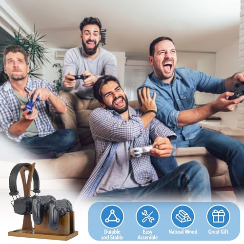 Game Controller Holder Gifts for Gamers to Organize Gaming Accessories & Headphone Holder, Unique Gamer Gifts Headset Stand Controllers Holders, Stylish Controller Stand Gaming Equipment - size: Game_Brown
