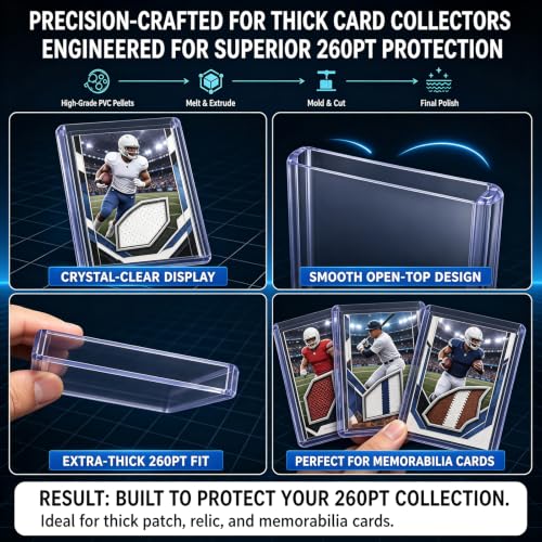 DEDC 20 Top Loader Thick Card Load Holder Storage for Trading Cards Sports Sleeves Hard Plastic 260 Point Protective Toploaders 3"x4" Rigid Memorabilia Collectibles - size: 260pt