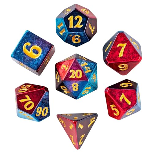DND Dice Set Red-Blue Sparkling D&D Polyhedral Dice for Board Games | Leather Storage Bag, DM Gift, for Dungeons and Dragons Role Playing Games - color: Electroplated-red&blue