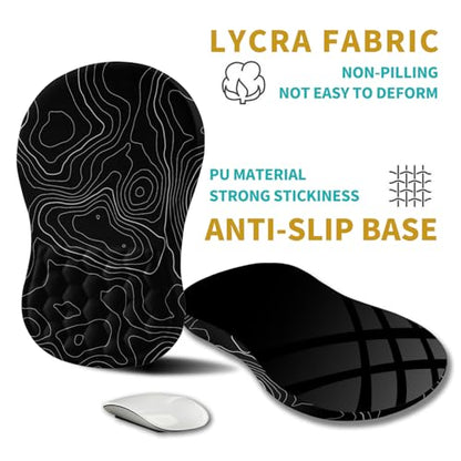 Hokafenle Ergonomic Mouse Pad Wrist Support, Wrist Rest Mousepad for Carpal Tunnel Pain Relief with Integrated Memory Foam Slope Massage Bulge (11.8x7.9 inch,Topographic Contour) - color: KM01-Topographic Contour