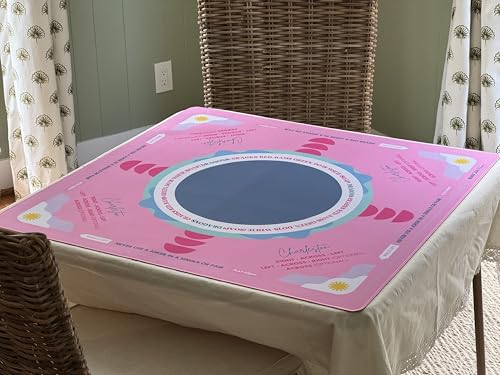 Mahjong Neoprene Learning Mat (33"x33"), Non-Slip Table Mat, Noise Reduction, Table Cover for American Mahjong, (Pink) (Mat Only)