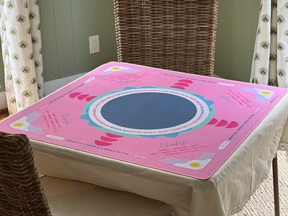 Mahjong Neoprene Learning Mat (33"x33"), Non-Slip Table Mat, Noise Reduction, Table Cover for American Mahjong, (Pink) (Mat Only)