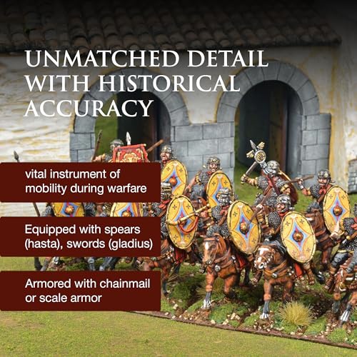 Wargames Delivered - Victrix Early Imperial Roman Cavalry Set with Bonus Miniature STL Download - 16 Highly Detailed 28mm Miniatures with Javelins, Shields, and Campaign Gear for Roman Wargaming