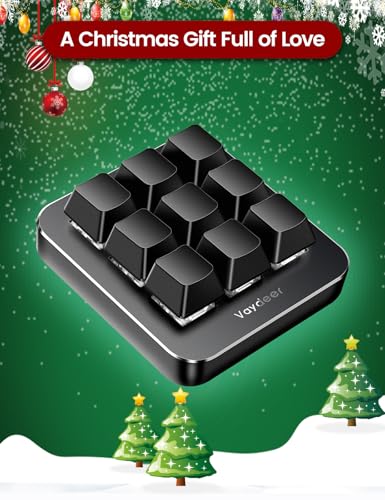 Vaydeer One-Handed Mechanical Keyboard Support NKRO, Hotkeys, One-Click Start,9 Fully Programmable Keys with Floating Window and Macro Multifunctional Keypad for iOS,Windows, Gift Idea for Him/Her