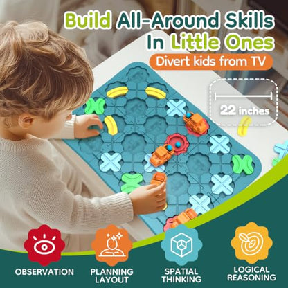 Bonitoto STEM Board Game Logical Road Builder Maze Toy for Kids Ages 3-8 | 42 Pcs Montessori Educational Puzzle, Develops Logical Thinking for Preschool Classroom Learning, Birthday Gift for Ages 4-8