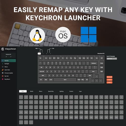 Keychron KJ1 Low Profile Wireless Mechanical Keyboard - 75% Layout Red Switch, QMK RGB Backlit, 2.4G/Bluetooth/USB-C, Double-Shot PBT Keycaps, 2000mAh Battery, Mac/Win/Linux Compatible - White - style: White - Red Switch
