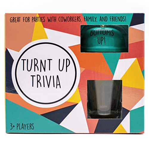 Turnt Up Trivia Card Game for Adults - Call Bell Game for Family and Friends - Bachelor and Birthday Party Trivia With 1.5 Oz Shot Glass (44 Ml)