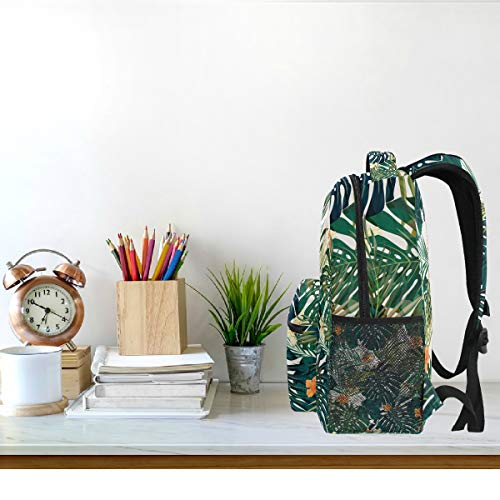 Tropicalsummer Hawaiian Flower Palm Leaves Orange Floral Backpacks Bookbags Daypack Travel School College Bag for Womens Mens Boys - color: Multi Pattern 19
