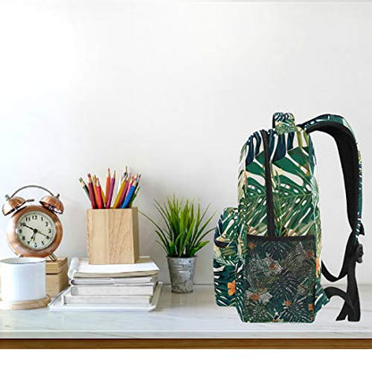 Tropicalsummer Hawaiian Flower Palm Leaves Orange Floral Backpacks Bookbags Daypack Travel School College Bag for Womens Mens Boys - color: Multi Pattern 19
