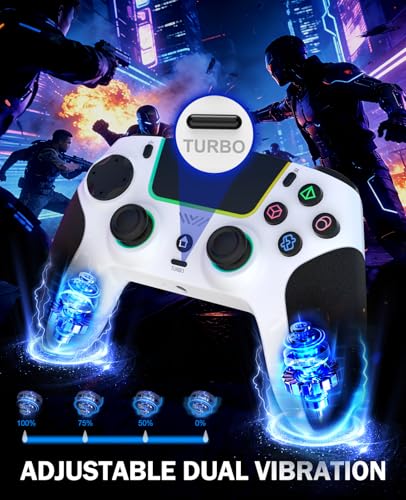 SFGSUP Wireless Controller for PS5/PC/MAC/iOS/Android/Steam Deck, with Hall Effect Joystick&Trigger/8 RGB Lighting/Turbo/Dual Vibration/Programmable/Headset Jack/Anti-Slip Handle Grip/1500 mAh Battery