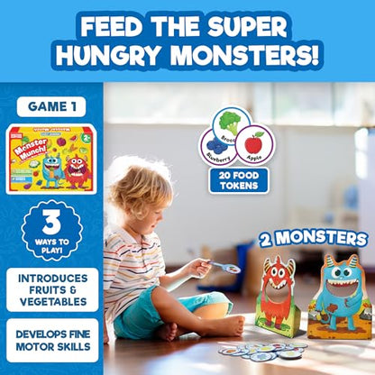 Doctor Jupiter My First Box of Games for Ages 2-4 | Set of Monster Munch, Scavenger Hunt Sight Word Board Games | Montessori Educational Toys, Learning Activites - style: My First Box of Games: 2+