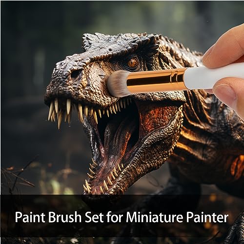 UNIMEIX Dry Brush Miniature Painting Drybrush Detail Paint Brush Set Hobby Detail Blending Brushes for Effortless Watercolor Brushes Scale Model Painting (8 Pack) - color: White