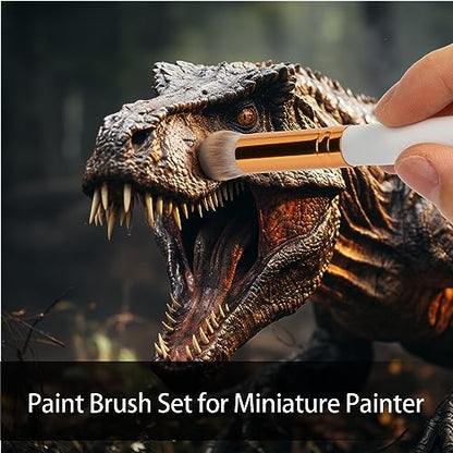 UNIMEIX Dry Brush Miniature Painting Drybrush Detail Paint Brush Set Hobby Detail Blending Brushes for Effortless Watercolor Brushes Scale Model Painting (8 Pack) - color: White