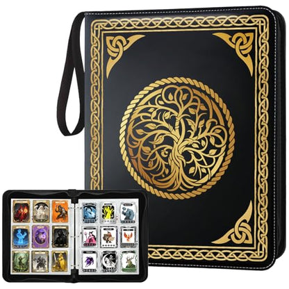 9 Pocket Trading Card Binder 1008 Cards Collection Albums with 56 Removable Sleeves Card Book Holder Leather Collection Storage Binders Compatible with TCG MTG Sport Cards(Tree of Life) - style: Tree of Life Card Albums