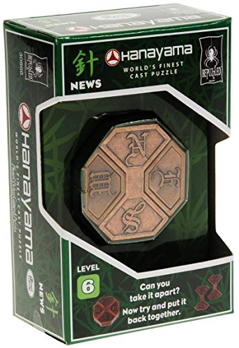 Hanayama News Cast Metal Brain Teaser Puzzle with Red Velveteen Pouch Bundled Items