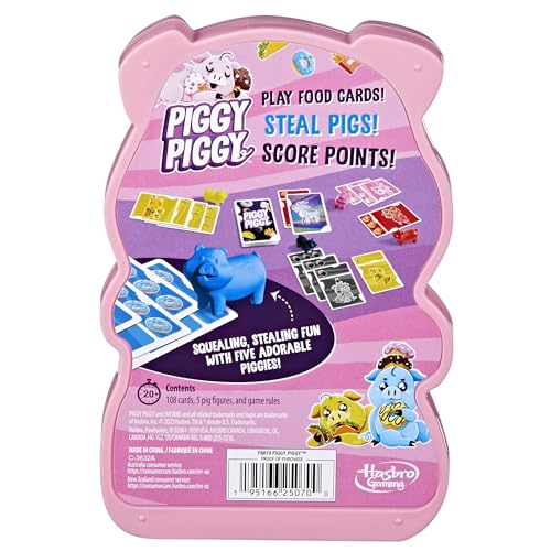 Hasbro Gaming Piggy Piggy Card Game | Family Games for Kids, Teens, and Adults | 2 to 6 Players I 20 Mins. Average | Quick-Playing Travel Games | Fun Summer Activities | Vacation Essentials | Ages 7+